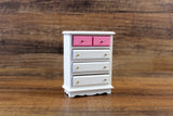 Vintage 1:12 Miniature Dollhouse White & Pink Dresser
