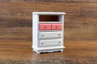 Vintage 1:12 Miniature Dollhouse White & Pink Dresser