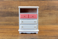 Vintage 1:12 Miniature Dollhouse White & Pink Dresser