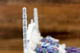 Vintage 1:12 Miniature Dollhouse White Bed with Blue Floral Bedding