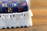 Vintage 1:12 Miniature Dollhouse White Bed with Blue Floral Bedding