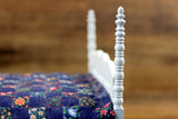 Vintage 1:12 Miniature Dollhouse White Bed with Blue Floral Bedding