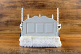 Vintage 1:12 Miniature Dollhouse White Bed with Blue Floral Bedding