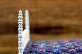 Vintage 1:12 Miniature Dollhouse White Bed with Blue Floral Bedding