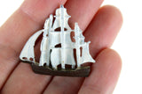Vintage 1:12 Miniature Dollhouse Brown & White Metal Ship Figurine