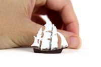 Vintage 1:12 Miniature Dollhouse Brown & White Metal Ship Figurine