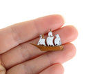 Vintage 1:12 Miniature Dollhouse Brown & White Metal Ship Figurine