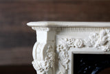 Vintage 1:12 Miniature Dollhouse Ornate White & Black Carved Fireplace