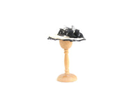 Vintage 1:12 Miniature Dollhouse White & Black Hat with Feathers
