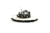 Vintage 1:12 Miniature Dollhouse White & Black Hat with Feathers