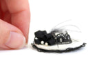 Vintage 1:12 Miniature Dollhouse White & Black Hat with Feathers