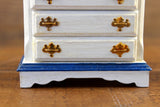 Vintage 1:12 Miniature Dollhouse White & Blue Floral Painted Dresser or Nightstand