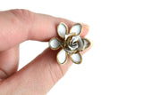 Vintage Gold & White Enamel Flower Screw Back Earrings