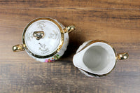 Vintage Pink & White Fragonard Porcelain Cream & Sugar Set