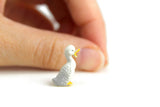 Vintage 1:12 Miniature Dollhouse White & Gray Duck Figurine