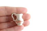 Vintage 1:12 Miniature Dollhouse White & Pink Floral Porcelain Pitcher or Vase