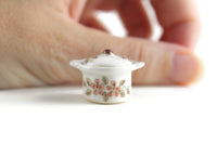 Vintage 1:12 Miniature Dollhouse White & Pink Floral Porcelain Stockpot