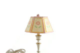 Vintage 1:12 Miniature Dollhouse White & Pink Floral 12V Wired Table Lamp (Untested)