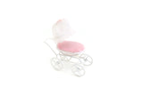 Vintage 1:12 Miniature Dollhouse White & Pink Stroller or Carriage