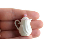 Vintage 1:12 Miniature Dollhouse White & Pink Teapot