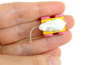 Vintage 1:12 Miniature Dollhouse White Pink & Yellow Rabbit Pull Toy