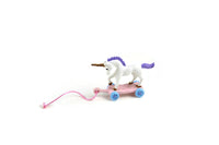Vintage 1:12 Miniature Dollhouse White & Purple Unicorn Pull Toy