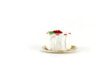 Vintage 1:12 Miniature Dollhouse White & Red Frosted Cake with Flower