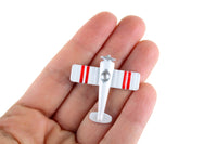 Vintage 1:12 Miniature Dollhouse White & Red Metal Toy Airplane