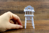 Vintage 1:12 Miniature Dollhouse White & Yellow High Chair