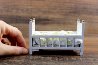 Vintage 1:12 Miniature Dollhouse White & Yellow Baby Crib