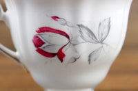 Vintage Windsor China White & Pink Rose Floral Porcelain Teacup & Saucer Set