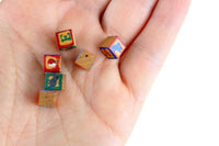 Vintage 1:12 Miniature Dollhouse Set of 6 Wooden Alphabet Blocks