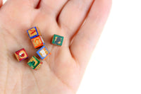 Vintage 1:12 Miniature Dollhouse Set of 6 Wooden Alphabet Blocks