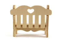 Vintage 1:12 Miniature Dollhouse Wooden Bench with Heart Cutout