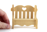 Vintage 1:12 Miniature Dollhouse Wooden Bench with Heart Cutout