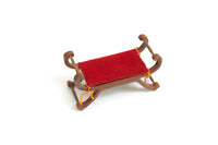 Vintage 1:12 Miniature Dollhouse Red Velvet Bench