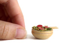 Vintage 1:12 Miniature Dollhouse Salad in Wooden Bowl