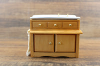 Vintage 1:12 Miniature Dollhouse Wooden Farmhouse-Style Kitchen Sink