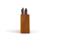 Vintage 1:12 Miniature Dollhouse Wooden Knife Block with Knives
