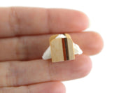 Artisan-Made Vintage 1:12 Miniature Dollhouse Wooden Napkin Holder with Napkins Signed by MR