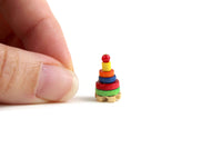 Vintage 1:12 Miniature Dollhouse Wooden Toy Stacking Rings
