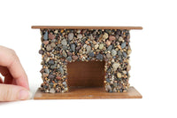 Vintage 1:12 Miniature Dollhouse Wooden & Stone Fireplace