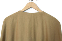 Vintage Camel Wool Cape with Brass Button Closure, Size M