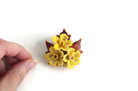 Vintage Yellow Celluloid Flower Bouquet Brooch