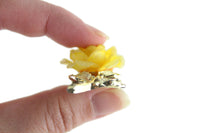 Vintage Yellow Rose Celluloid Flower Brooch