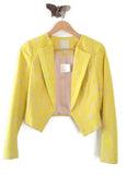 New Anthropologie Tuxedo Jacket "Yellow Cropped Lace Topper" by Elevenses, Size 4, Originally $158
