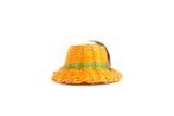 Vintage 1:12 Miniature Dollhouse Yellow Straw Fedora Vagabond Hat with Feathers