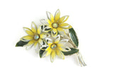 Vintage Large Yellow Enamel Daisy Flower Bouquet Brooch