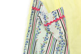 Vintage Yellow Half Apron with Floral Striped Pocket & Pink Trim