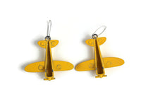 Vintage Yellow Metal Airplane Earrings